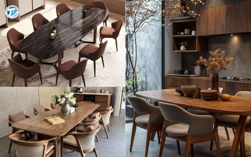 Bàn ăn 8 người kích thước bàn hình chữ nhật
